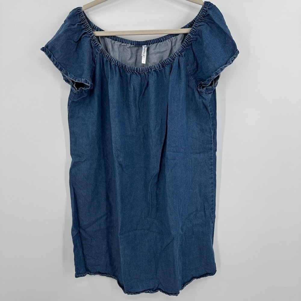 Southern Tide Dress Womens Large Blue Off Shoulder Tencel Denim Chambray Casual